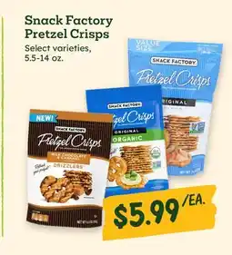 Sprouts Farmers Market Snack Factory Pretzel Crisps offer