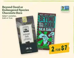 Sprouts Farmers Market Beyond Good or Endangered Species Chocolate Bars offer