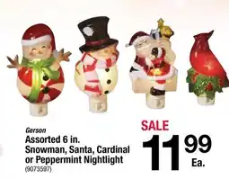 Ace Hardware Gerson Assorted 6 in. Snowman, Santa, Cardinal or Peppermint Nightlight offer