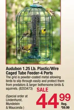 Ace Hardware Audubon 1.25 Lb. Plastic/Wire Caged Tube Feeder 4 Ports offer