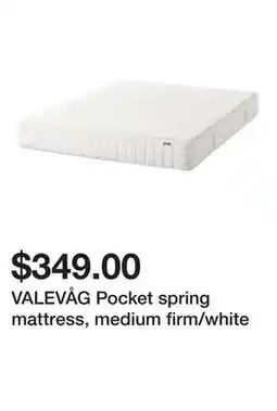 Ikea VALEVÅG Pocket spring mattress, medium firm/white offer