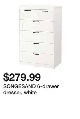 Ikea SONGESAND 6-drawer dresser, white offer