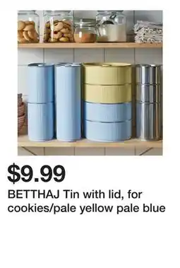 Ikea BETTHAJ Tin with lid, for cookies/pale yellow pale blue offer