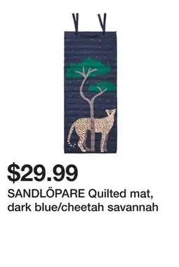 Ikea SANDLÖPARE Quilted mat, dark blue/cheetah savannah offer