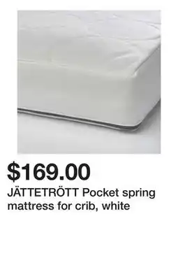 Ikea JÄTTETRÖTT Pocket spring mattress for crib, white offer