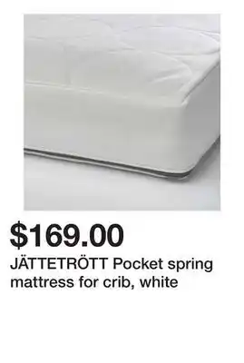 Ikea JÄTTETRÖTT Pocket spring mattress for crib, white offer
