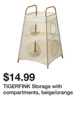 Ikea TIGERFINK Storage with compartments, beige/orange offer