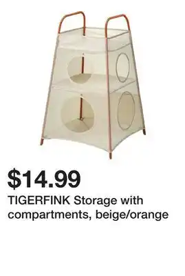 Ikea TIGERFINK Storage with compartments, beige/orange offer