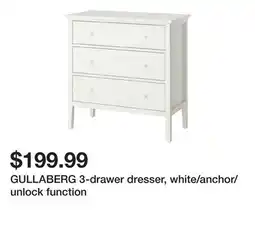 Ikea GULLABERG 3-drawer dresser, white/anchor/unlock function offer