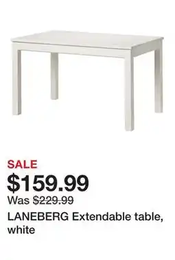 Ikea LANEBERG Extendable table, white offer