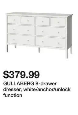 Ikea GULLABERG 8-drawer dresser, white/anchor/unlock function offer