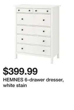 Ikea HEMNES 6-drawer dresser, white stain offer