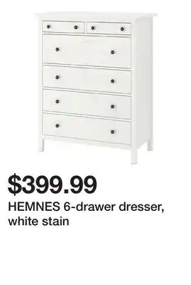 Ikea HEMNES 6-drawer dresser, white stain offer