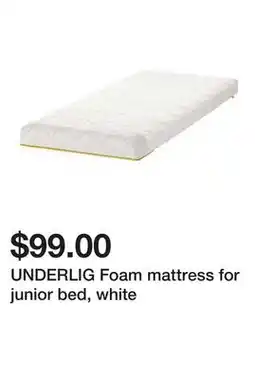 Ikea UNDERLIG Foam mattress for junior bed, white offer