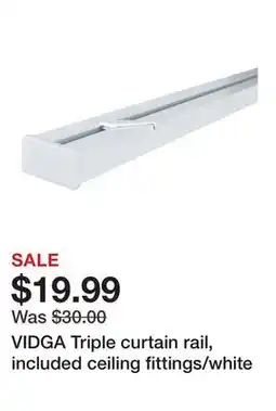 Ikea VIDGA Triple curtain rail, included ceiling fittings/white offer