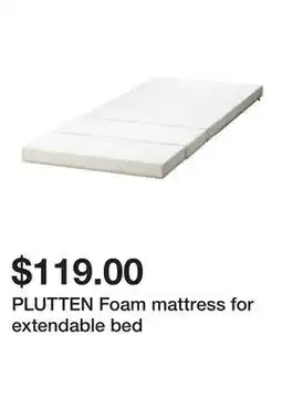 Ikea PLUTTEN Foam mattress for extendable bed offer