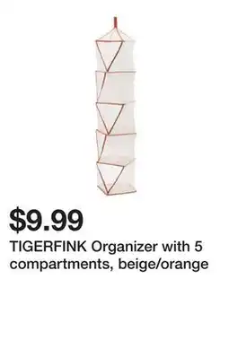 Ikea TIGERFINK Organizer with 5 compartments, beige/orange offer