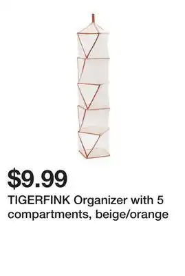 Ikea TIGERFINK Organizer with 5 compartments, beige/orange offer