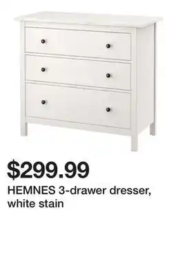 Ikea HEMNES 3-drawer dresser, white stain offer