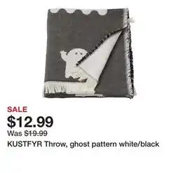 Ikea KUSTFYR Throw, ghost pattern white/black offer