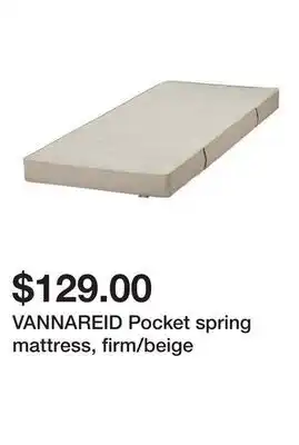 Ikea VANNAREID Pocket spring mattress, firm/beige offer