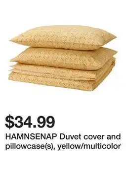Ikea HAMNSENAP Duvet cover and pillowcase(s), yellow/multicolor offer