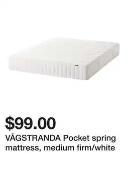Ikea VÅGSTRANDA Pocket spring mattress, medium firm/white offer