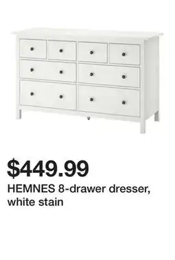 Ikea HEMNES 8-drawer dresser, white stain offer