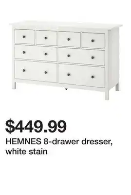 Ikea HEMNES 8-drawer dresser, white stain offer