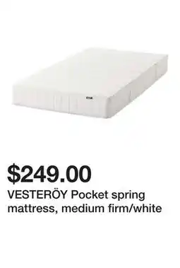 Ikea VESTERÖY Pocket spring mattress, medium firm/white offer