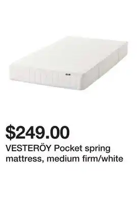 Ikea VESTERÖY Pocket spring mattress, medium firm/white offer