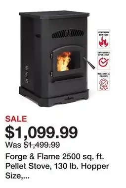 Tractor Supply Company Forge & Flame 2500 sq. ft. Pellet Stove, 130 lb. Hopper Size, PP130-B-DS offer