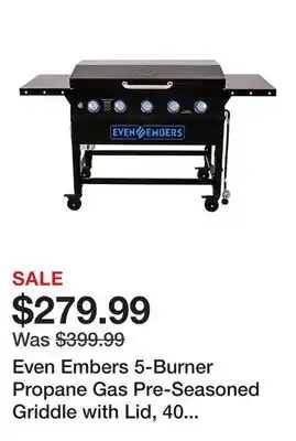 Tractor Supply Company Even Embers 5-Burner Propane Gas Pre-Seasoned Griddle with Lid, 40 in., Black offer