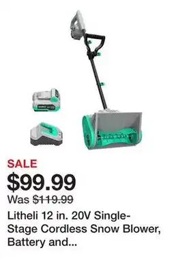 Tractor Supply Company Litheli 12 in. 20V Single-Stage Cordless Snow Blower, Battery and Charger Included offer