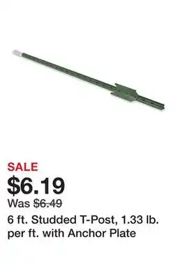 Tractor Supply Company 6 ft. Studded T-Post, 1.33 lb. per ft. with Anchor Plate offer