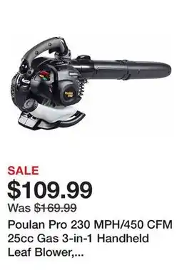 Tractor Supply Company Poulan Pro 230 MPH/450 CFM 25cc Gas 3-in-1 Handheld Leaf Blower, Vacuum and Mulcher offer
