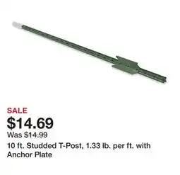 Tractor Supply Company 10 ft. Studded T-Post, 1.33 lb. per ft. with Anchor Plate offer