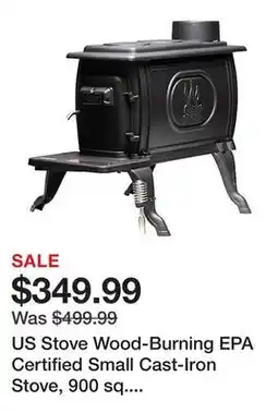 Tractor Supply Company US Stove Wood-Burning EPA Certified Small Cast-Iron Stove, 900 sq. ft., 54,000 BTU offer