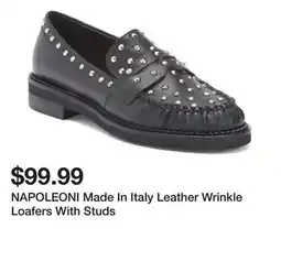 Marshalls NAPOLEONI Made In Italy Leather Wrinkle Loafers With Studs offer