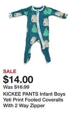 Marshalls KICKEE PANTS Infant Boys Yeti Print Footed Coveralls With 2 Way Zipper offer