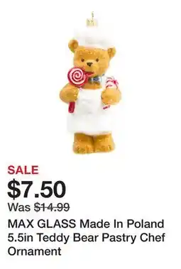 Marshalls MAX GLASS Made In Poland 5.5in Teddy Bear Pastry Chef Ornament offer