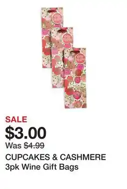 Marshalls CUPCAKES & CASHMERE 3pk Wine Gift Bags offer