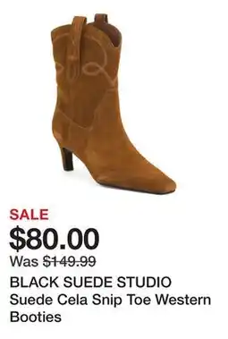 Marshalls BLACK SUEDE STUDIO Suede Cela Snip Toe Western Booties offer