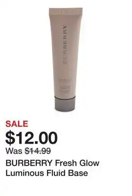 Marshalls BURBERRY Fresh Glow Luminous Fluid Base offer