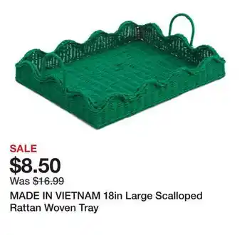 Marshalls MADE IN VIETNAM 18in Large Scalloped Rattan Woven Tray offer