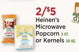 Heinen's Heinen's Microwave Popcorn 3 CT. or Kernels 20 OZ offer