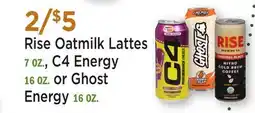 Heinen's Rise Oatmilk Lattes 7 OZ., C4 Energy 16 OZ. or Ghost Energy 16 OZ offer