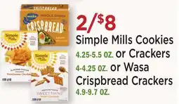 Heinen's Simple Mills Cookies 4.25-5.5 OZ. or Crackers 4-4.25 OZ. or Wasa Crispbread Crackers 4.9-9.7 OZ offer