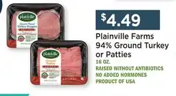 Heinen's Plainville Farms 94% Ground Turkey or Patties offer