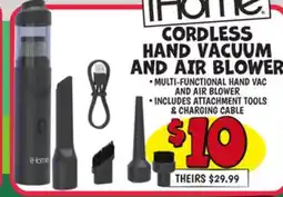 Ollie's HOME CORDLESS HAND VACUUM AND AIR BLOWER offer
